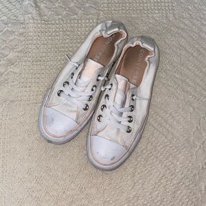 Coral and white converse